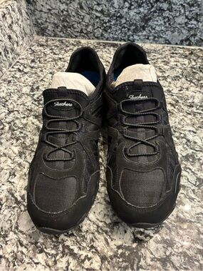 Skechers Women’s Black Athletic Slip-On Lace-Style Sneakers